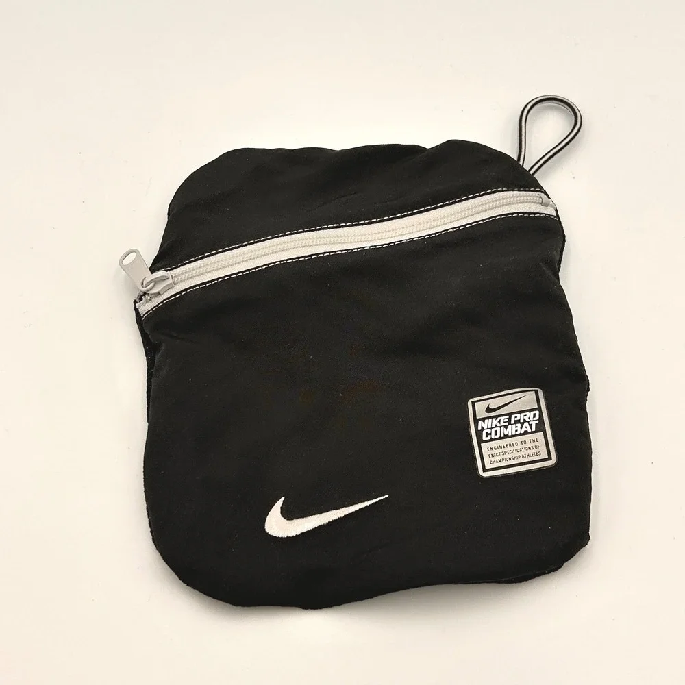 Nike Pro Combat Small Zippered Mesh Pouch Black Swoosh Utility Bag 5x6